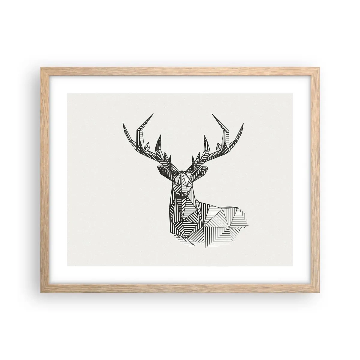 Poster in cornice rovere chiaro - Cervo in stile cubista - 50x40 cm