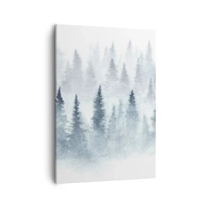 Quadro su tela - Stampe su Tela - Foreste di conifere immerse in una delicata nebbia - 50x70cm - Avvolti nella nebbia - Decorazione murale moderna per soggiorno e camera da letto ARTTOR