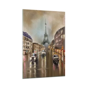 Quadro su vetro - Paesaggio urbano serale di Parigi con vista sulla Torre Eiffel - 80x120cm - Conta solo lei - Decorazione murale moderna per soggiorno e camera da letto ARTTOR