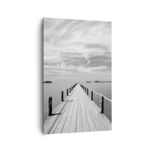 Quadro su tela - Stampe su Tela - Un molo di legno che si estende in lontananza sopra un mare calmo - 80x120cm - Forse un viaggio... - Decorazione murale moderna per soggiorno e camera da letto ARTTOR