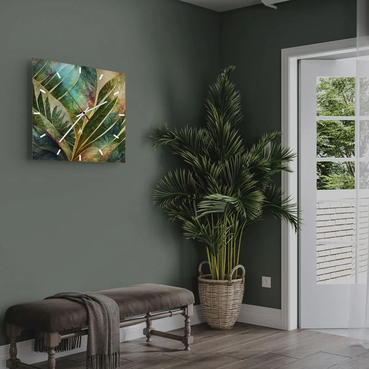 Orologio da parete - Orologio in Vetro - I colori dei tropici - 40x40 cm