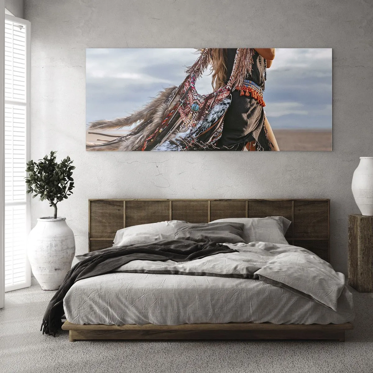 Quadro su vetro - La donna dello sciamano - 100x40 cm