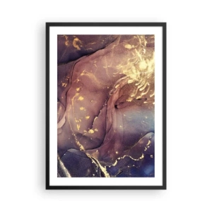 Poster in cornice nera - Una composizione astratta con sfumature di oro e marrone in stile artistico. - 50x70cm - Materia e spirito - Decorazione murale moderna per soggiorno e camera da letto ARTTOR