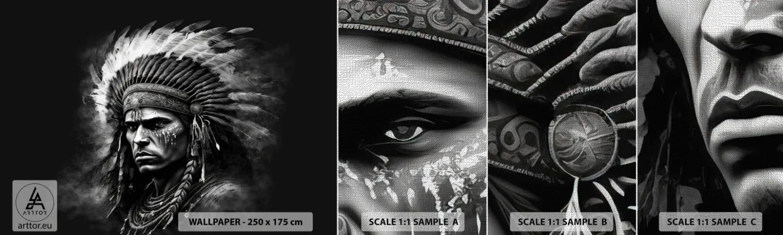 Campione di Fotomurale Premium Canvas - Capo e guerriero - indiano, Tribù, Etnico - 100x30 cm