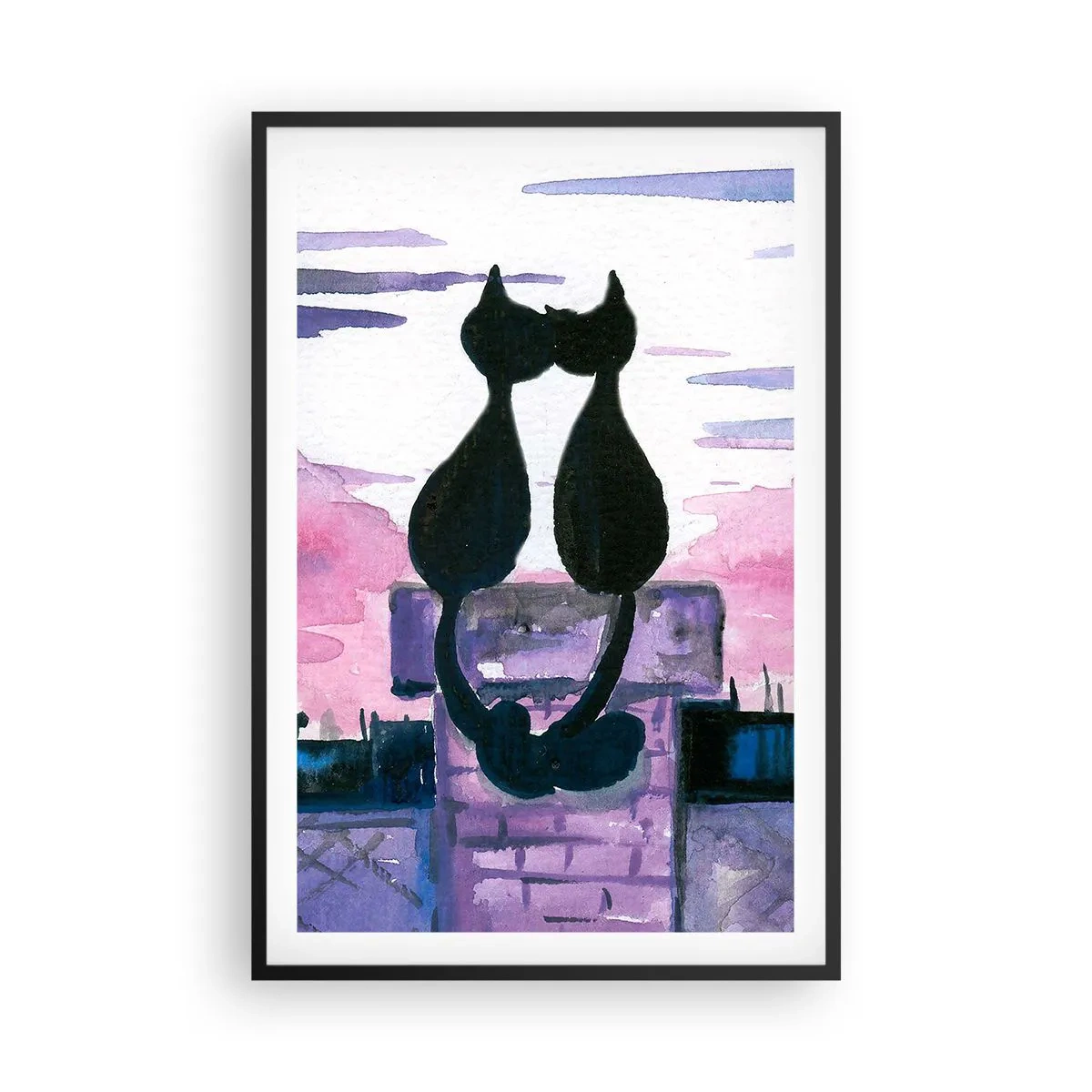 Poster in cornice nera - Appuntamento sotto la luna - 61x91 cm
