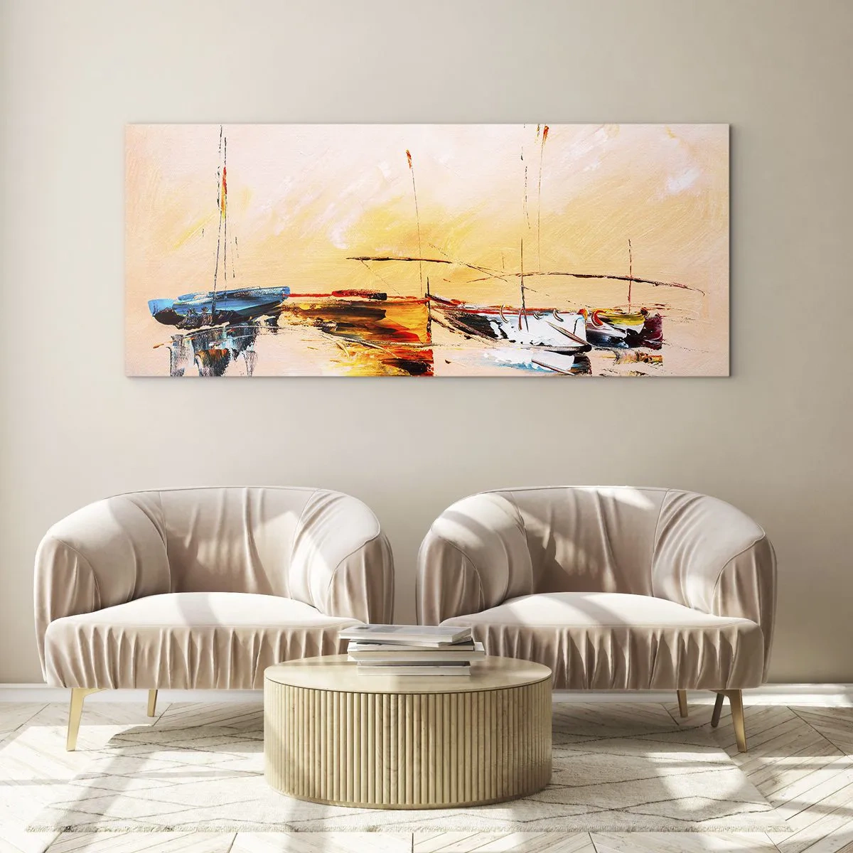 Quadro su vetro - La sera sul molo - 100x40 cm