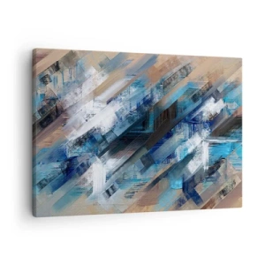Quadro su tela - Stampe su Tela - Composizione astratta con linee diagonali blu - 70x50cm - Sulla diagonale blu - Decorazione murale moderna per soggiorno e camera da letto ARTTOR