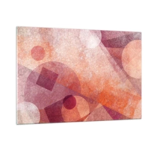 Quadro su vetro - Composizione geometrica astratta nei toni del rosa e dell'arancione - 120x80cm - Trasformazioni geometriche in rosa - Decorazione murale moderna per soggiorno e camera da letto ARTTOR