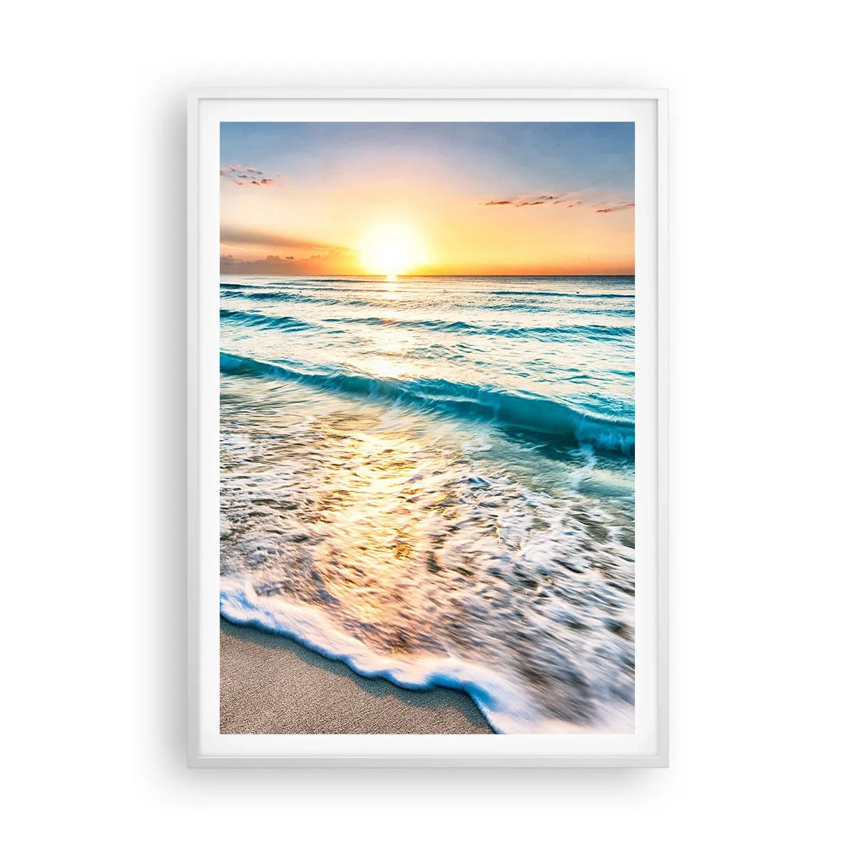 Poster in cornice bianca - Tramonto sul mare - 70x100 cm