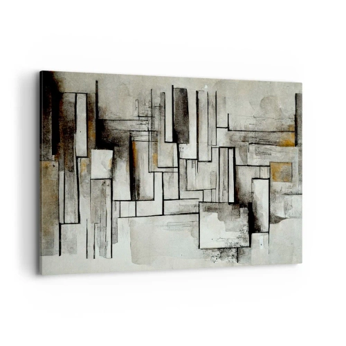 Quadro su tela - Stampe su Tela - Rettangoli astratti nelle tonalità del grigio e del nero - 120x80cm - La forza della semplicità - Decorazione murale moderna per soggiorno e camera da letto ARTTOR