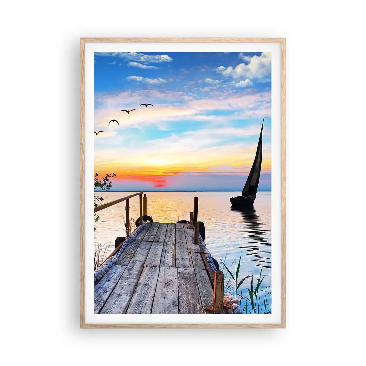 Poster in cornice rovere chiaro - Buona sera - 70x100 cm
