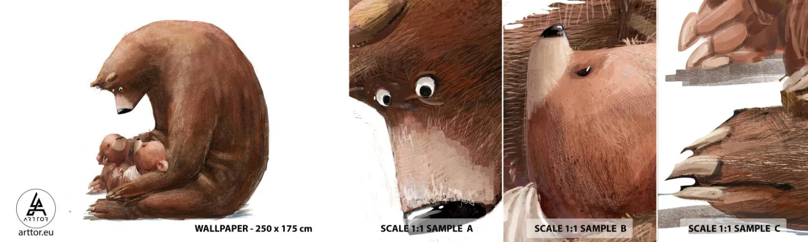 Campione Di Fotomurale Standard Eco - Sogni d'oro, bambini - Per bambini, Orso, Famiglia - 100x30 cm