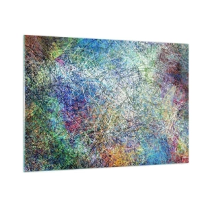 Quadro su vetro - Astrazione colorata con linee dinamiche - 100x70cm - Non è cosi semplice - Decorazione murale moderna per soggiorno e camera da letto ARTTOR
