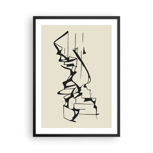 Poster in cornice nera - Composizione astratta in bianco e nero di linee e forme - 50x70cm - Forse è un paesaggio - Decorazione murale moderna per soggiorno e camera da letto ARTTOR
