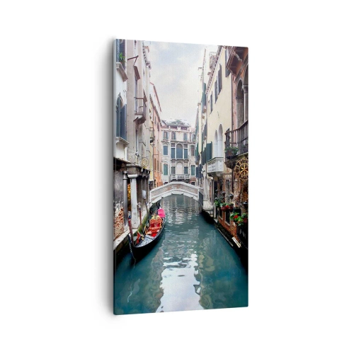 Quadro su tela - Stampe su Tela - Paesaggio veneziano con gondola e ponte - 55x100 cm