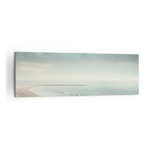 Quadro su tela - Stampe su Tela - Una figura solitaria su una spiaggia deserta in riva al mare calmo - 160x50cm - Cercando la pace - Decorazione murale moderna per soggiorno e camera da letto ARTTOR