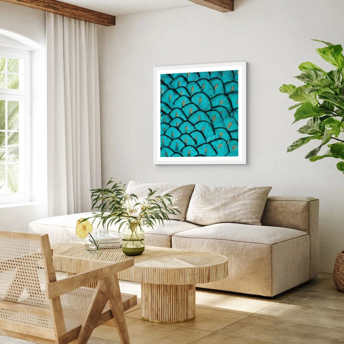 Poster in cornice bianca - La grande festa delle piume - 60x60 cm