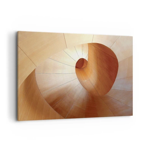 Quadro su tela - Stampe su Tela - Spirale astratta nei toni del legno e del marrone chiaro - 100x70cm - Serpentina architettonica - Decorazione murale moderna per soggiorno e camera da letto ARTTOR