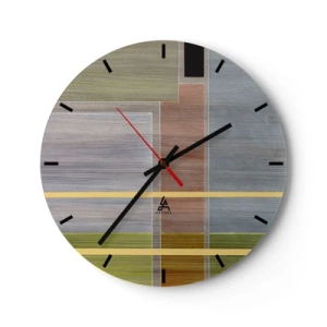 Orologio da parete - Orologio in Vetro - Rettangoli colorati disposti orizzontalmente e verticalmente - 30x30cm - Semplice e tranquillo - Decorazione murale moderna per soggiorno, cucina e camera da letto ARTTOR
