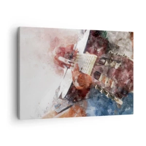 Quadro su tela - Stampe su Tela - Un'interpretazione artistica di una chitarra in stile acquerello - 70x50cm - E tu che ne pensi? - Decorazione murale moderna per soggiorno e camera da letto ARTTOR