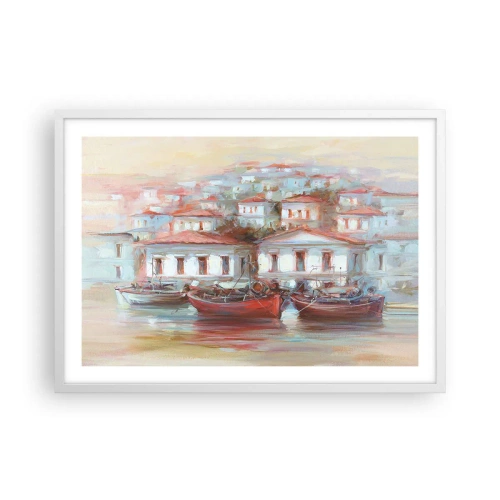 Poster in cornice bianca - Cittadina felice - 70x50 cm