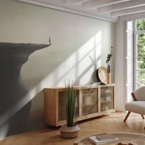 Fotomurali Standard Eco - Una figura in piedi da sola su una ripida scogliera - 100x70cm - Certamente verso l'alto! - Decorazione murale moderna per soggiorno e camera da letto ARTTOR