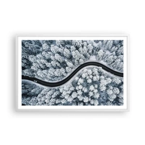 Poster in cornice bianca - Attraverso il bosco invernale - 91x61 cm