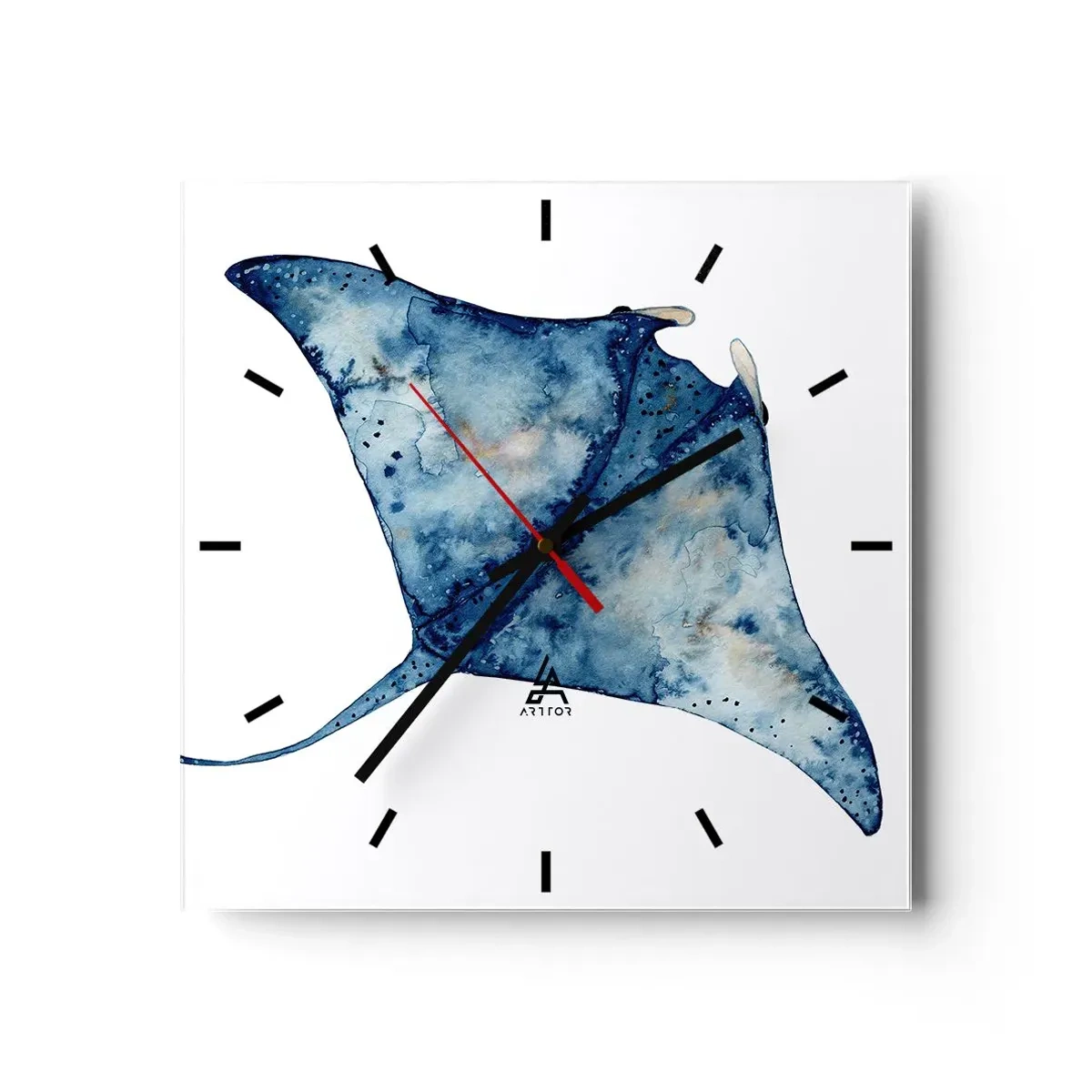 Orologio da parete - Orologio in Vetro - Vita nel blu - 40x40 cm