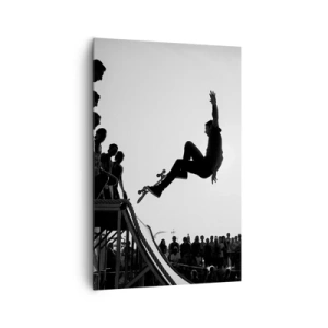 Quadro su tela - Stampe su Tela - Scena di skateboard in bianco e nero su una rampa - 80x120cm - Protagonisti e spettatori - Decorazione murale moderna per soggiorno e camera da letto ARTTOR