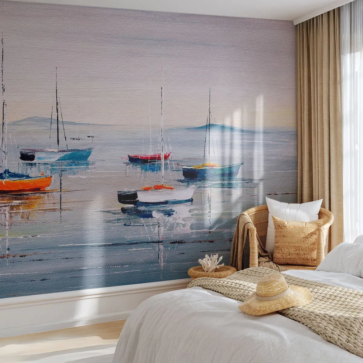 Fotomurali Premium Canvas - Meritato riposo - Nautico, Barche a vela, Mare - 250x175 cm