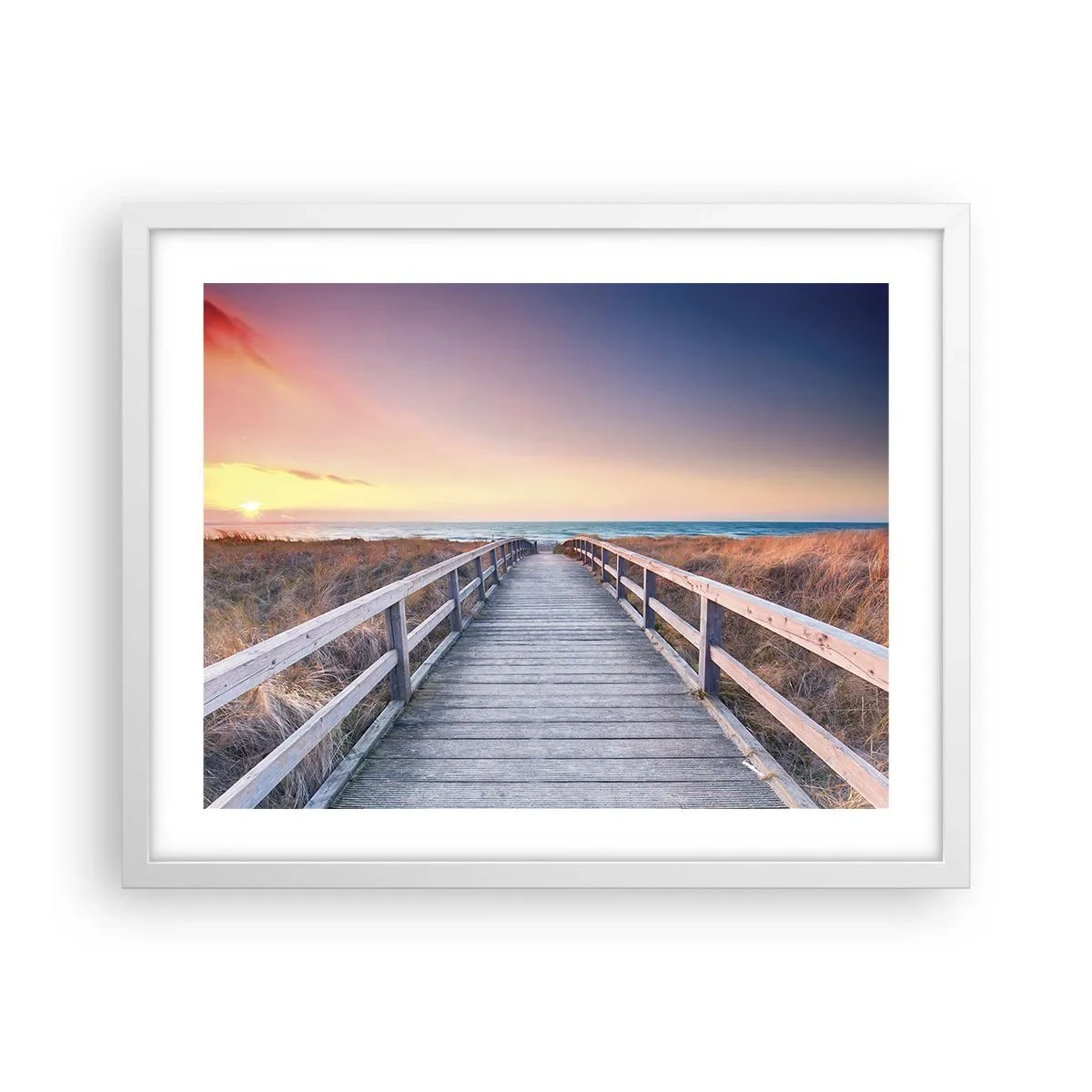 Poster in cornice bianca - Aurora serale baltica - 50x40 cm