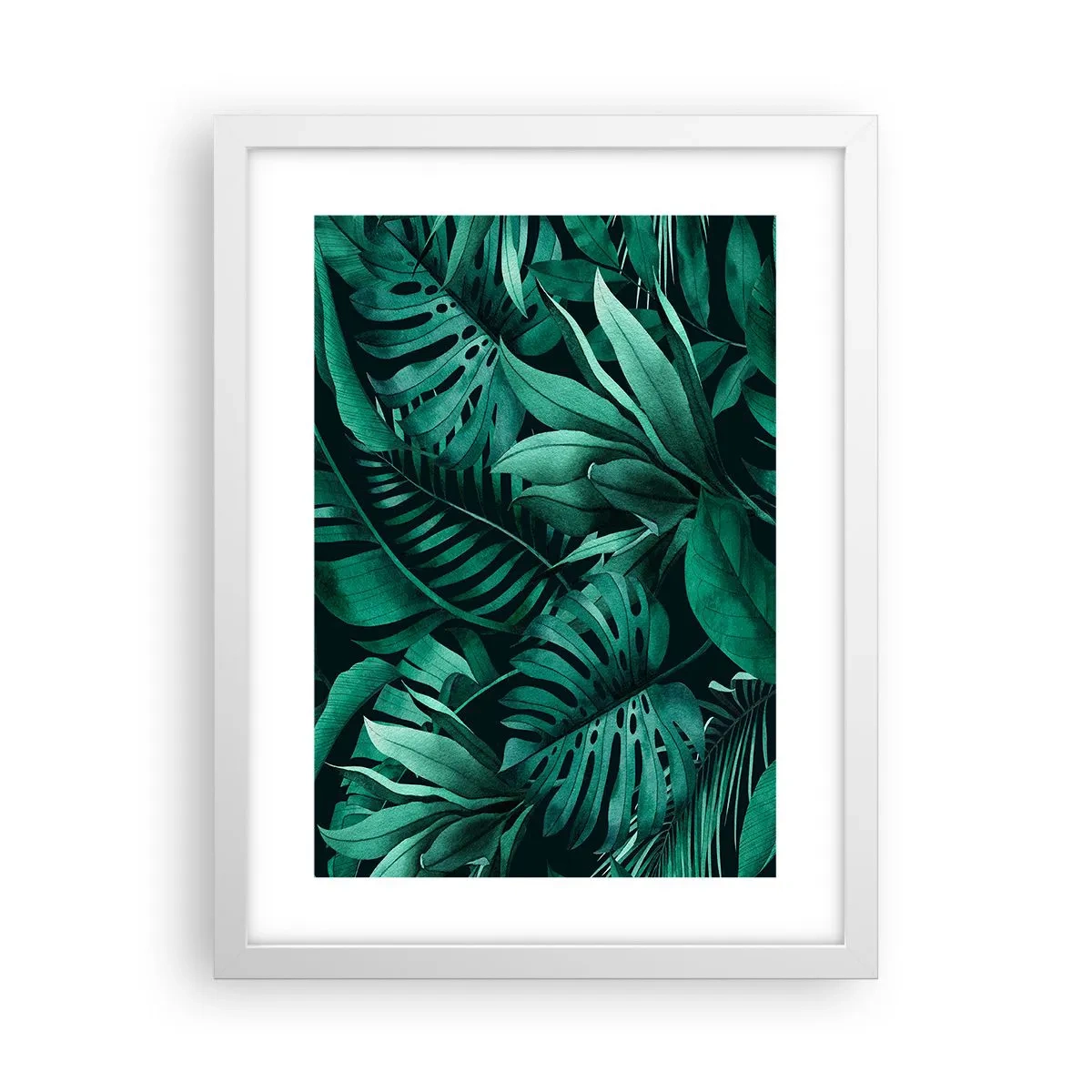 Poster in cornice bianca - Dal profondo del verde tropicale - 30x40 cm