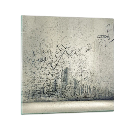 Quadro su vetro - La mia fantastica vita in città - 70x70 cm