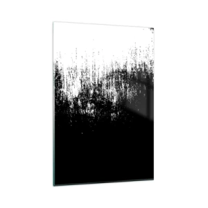 Quadro su vetro - Astrazione minimalista in bianco e nero - 80x120cm - E il vincitore è... - Decorazione murale moderna per soggiorno e camera da letto ARTTOR