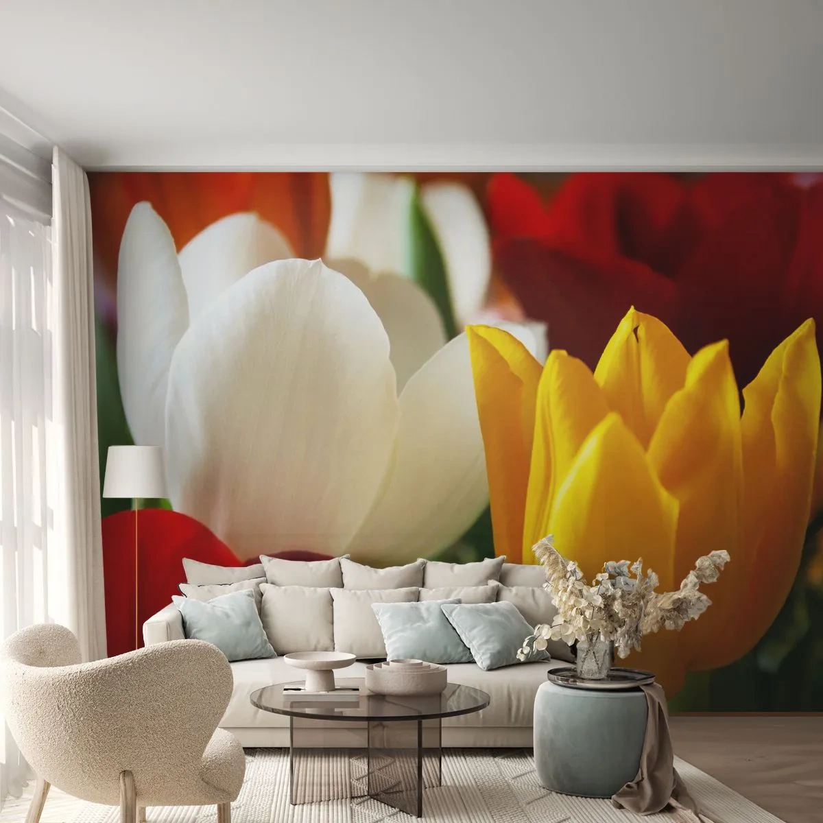 Fotomurali Autoadesivo Deluxe Sticker - La febbre dei tulipani - Fiori, Tulipani, Mazzo di fiori - 100x70 cm