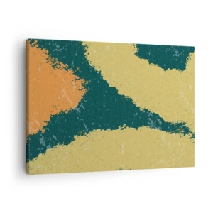 Quadro su tela - Stampe su Tela - Punti astratti nei colori terrosi e verdi - 70x50cm - Astrazione: movimento lento - Decorazione murale moderna per soggiorno e camera da letto ARTTOR