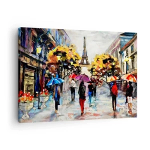 Quadro su tela - Stampe su Tela - Una passeggiata autunnale a Parigi con vista sulla Torre Eiffel - 70x50cm - Bella soprattutto d'autunno - Decorazione murale moderna per soggiorno e camera da letto ARTTOR