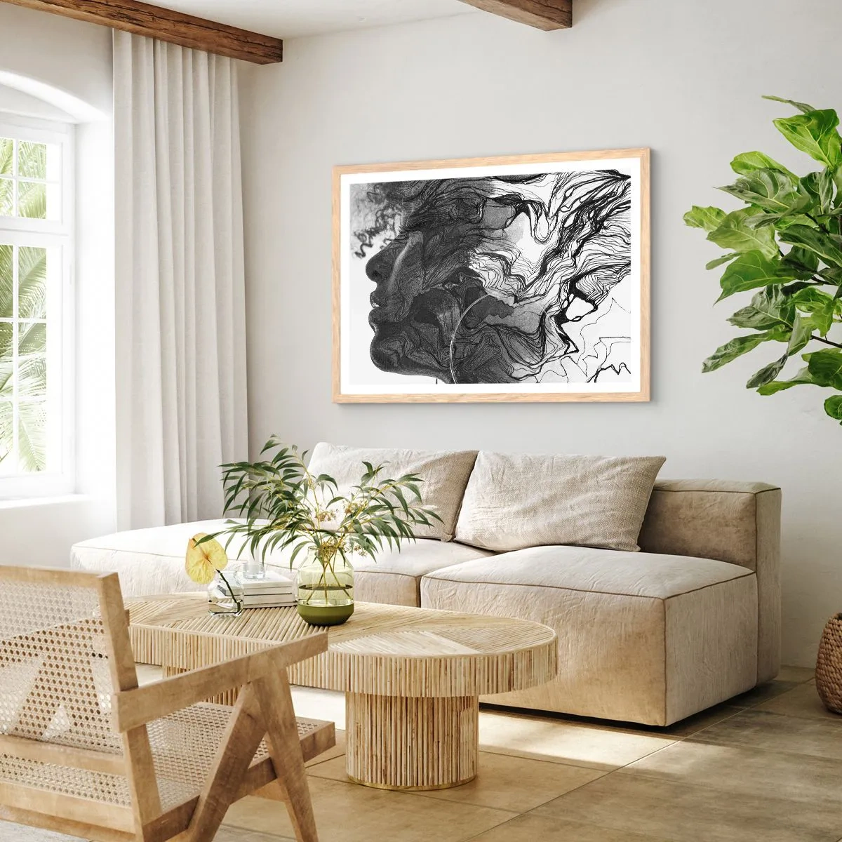 Poster in cornice rovere chiaro - Aggrovigliata nei sogni - 100x70 cm