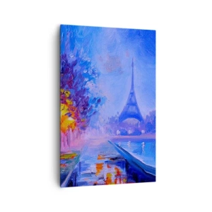 Quadro su tela - Stampe su Tela - Un viale con lampioni a Parigi con la Torre Eiffel sullo sfondo - 80x120cm - Passeggiata da sogno - Decorazione murale moderna per soggiorno e camera da letto ARTTOR