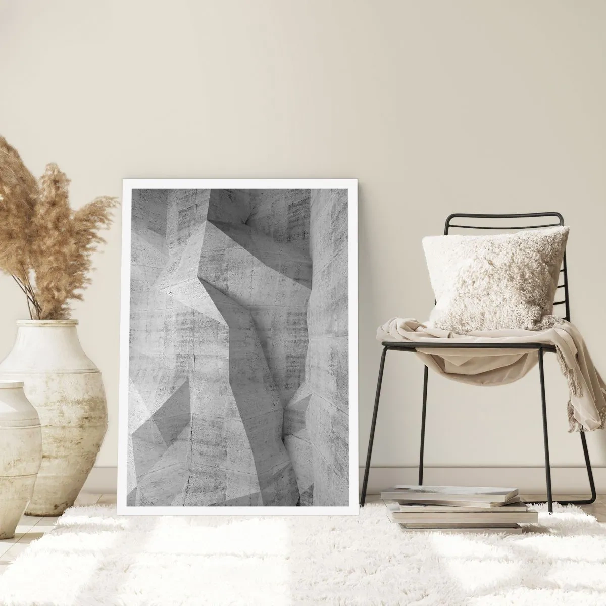 Poster - Forme geometriche in tonalità di grigio - 50x70cm - Una vera sfida - Decorazione murale moderna per soggiorno e camera da letto ARTTOR