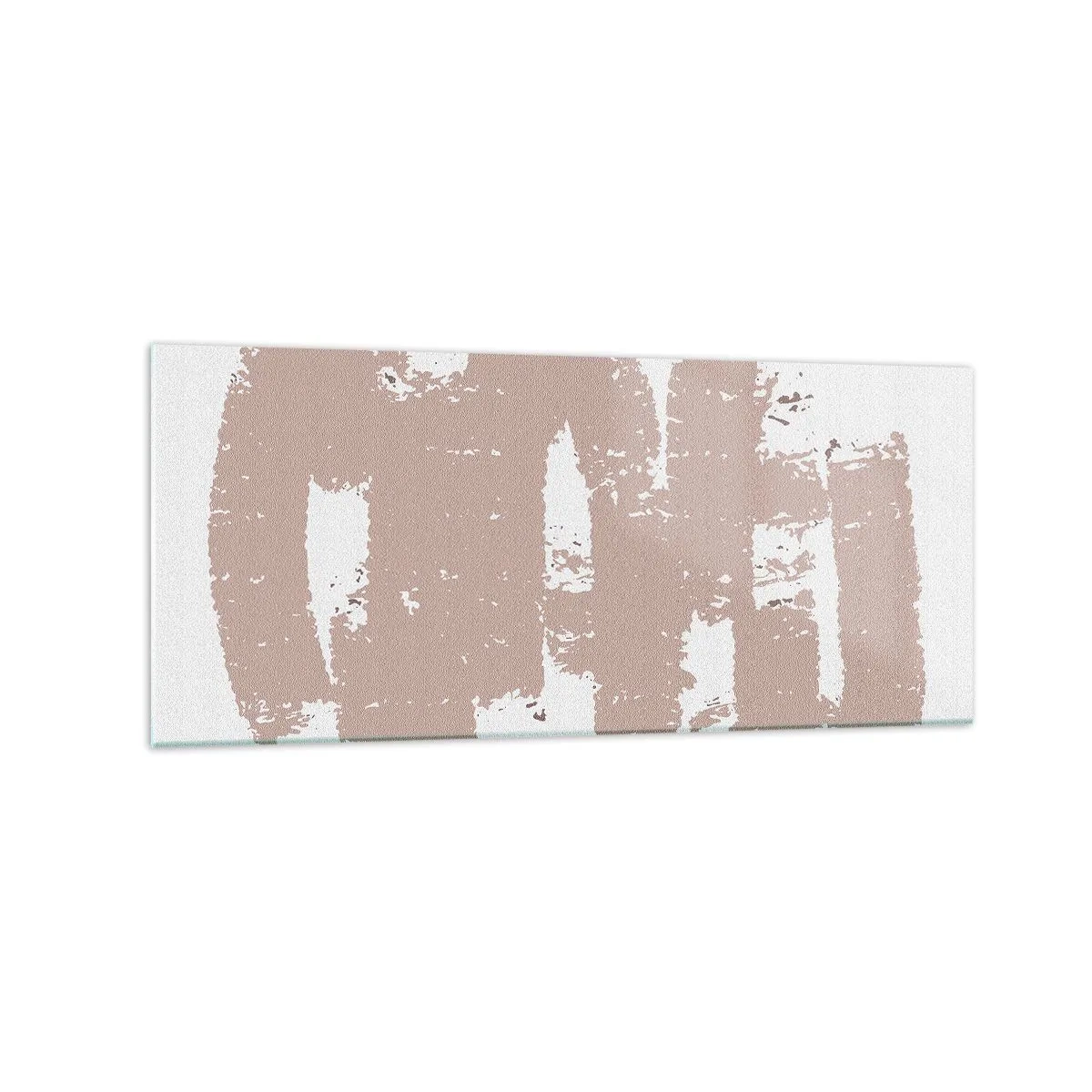 Quadro su vetro - Forme rosa tenui su uno sfondo chiaro - 120x50cm - Astrazione in un rosa mite - Decorazione murale moderna per soggiorno e camera da letto ARTTOR