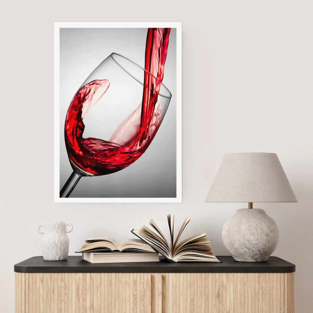 Poster - Vino rosso versato in un bicchiere - 50x70cm - Colore - movimento - suono - Decorazione murale moderna per soggiorno e camera da letto ARTTOR