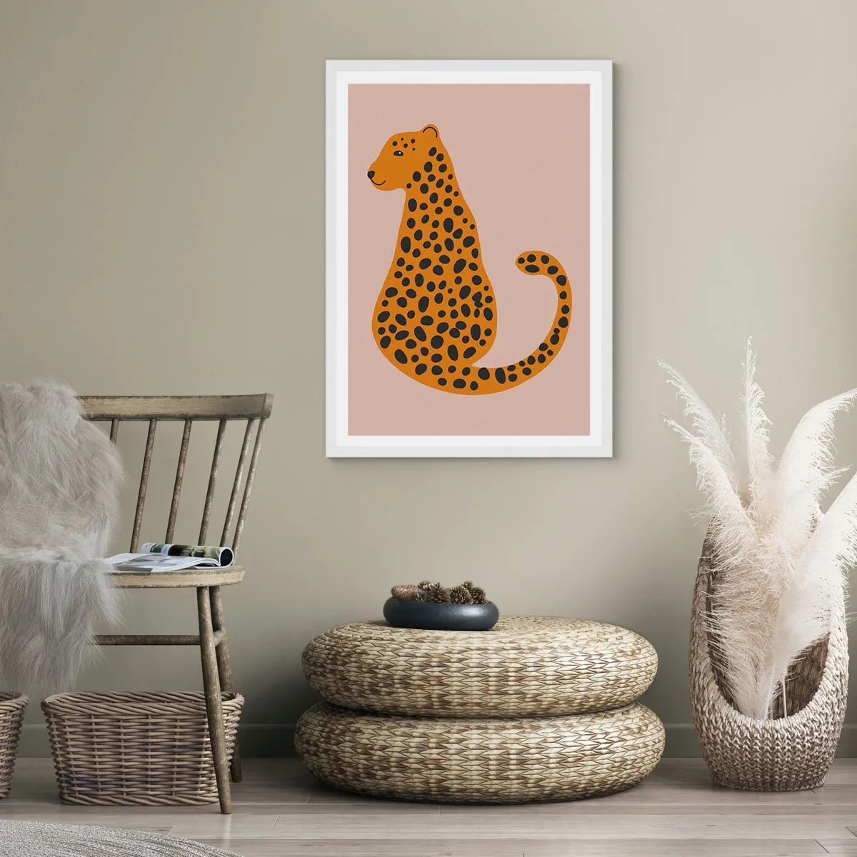 Poster in cornice bianca - Il leopardo è un motivo di moda - 40x50 cm