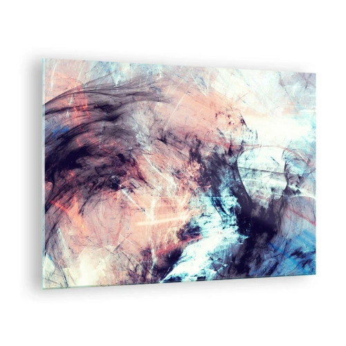 Quadro su vetro - Un mix astratto di colori pastello e toni scuri. - 70x50cm - Senti il vento - Decorazione murale moderna per soggiorno e camera da letto ARTTOR