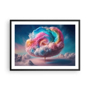 Poster in cornice nera - Una nuvola a forma di spirale con colori pastello nel cielo - 70x50cm - Il sogno del luna park - Decorazione murale moderna per soggiorno e camera da letto ARTTOR