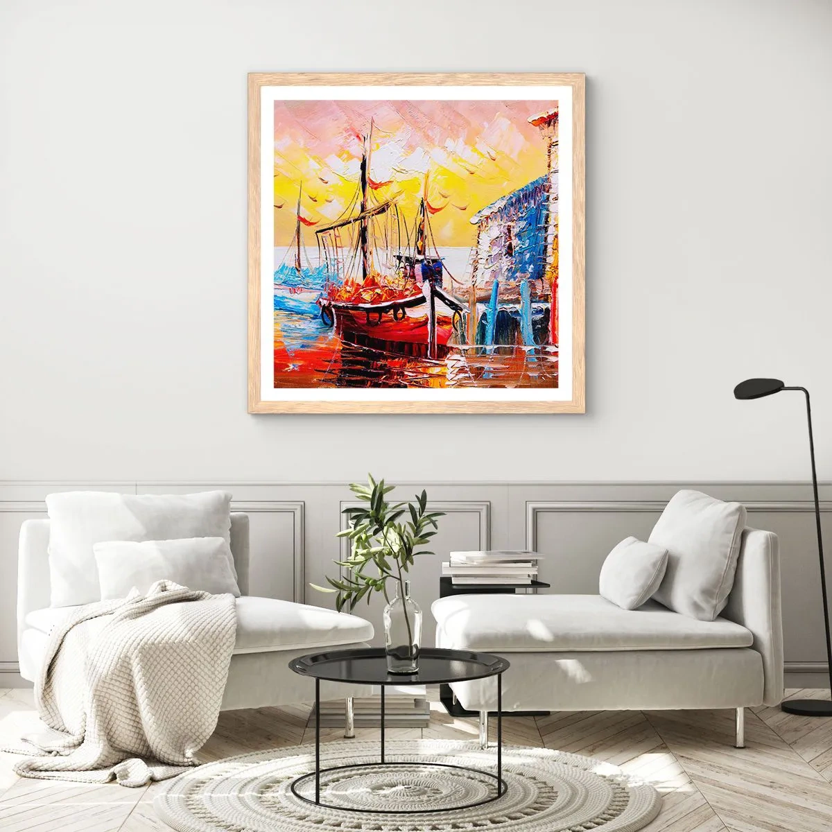 Poster in cornice rovere chiaro - Ritorno felice - 40x40 cm
