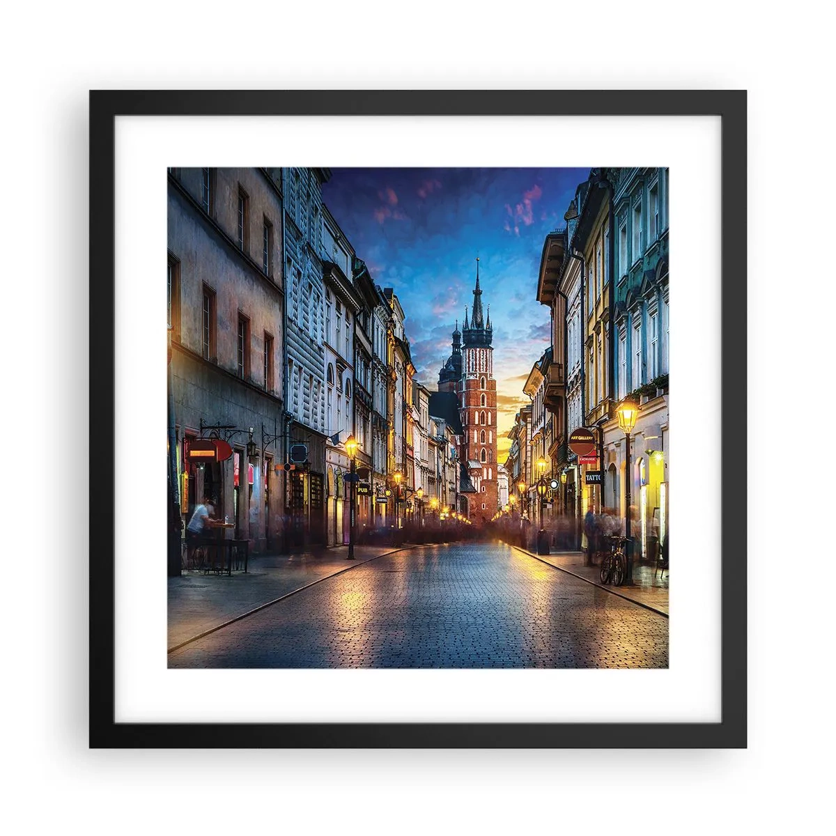 Poster in cornice nera - La magia di Cracovia - 40x40 cm
