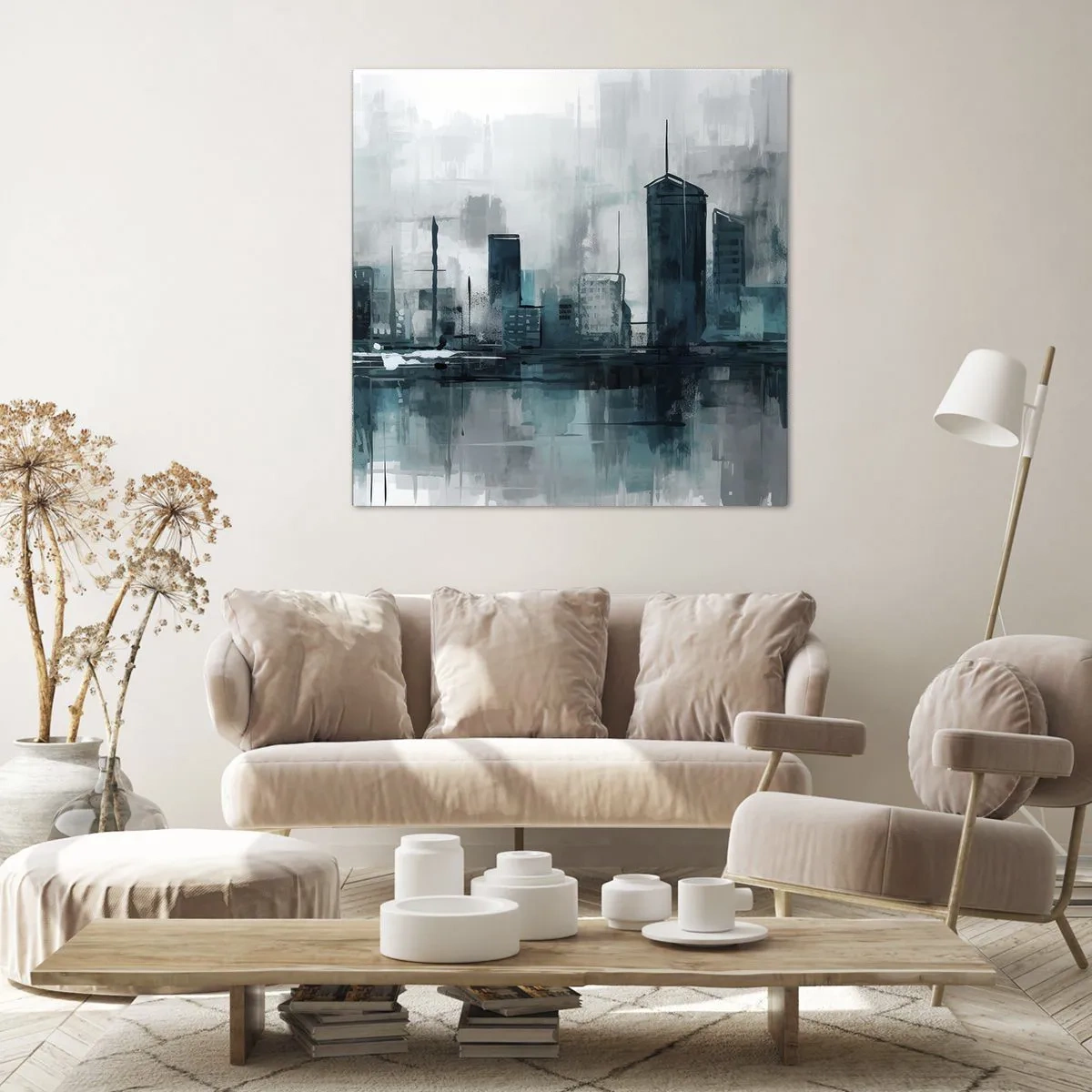 Quadro su tela - Stampe su Tela - La città al colore della pioggia - 30x30 cm