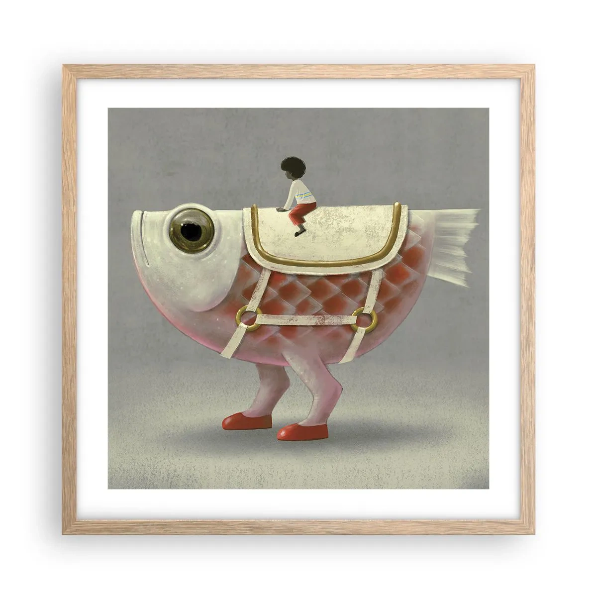 Poster in cornice rovere chiaro - Il cavaliere del pesce - 50x50 cm