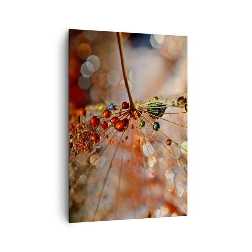Quadro su tela - Stampe su Tela - Macrofotografia di una goccia d'acqua su una pianta delicata - 70x100cm - Posate sulla ragnatela - Decorazione murale moderna per soggiorno e camera da letto ARTTOR